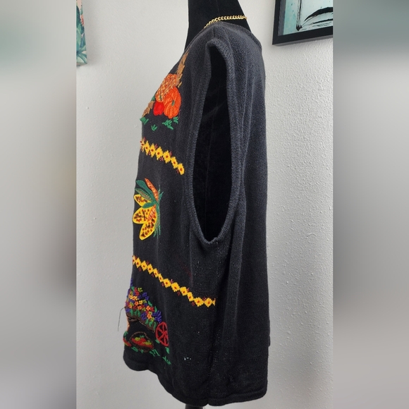 🌽🎃 Bobbie Brooks vintage plus Fall Thanksgiving embroidery beaded sweater vest - Picture 7 of 15
